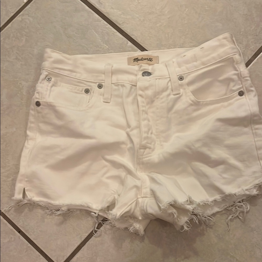 Madewell White Jean Shorts Distressed Summer Style